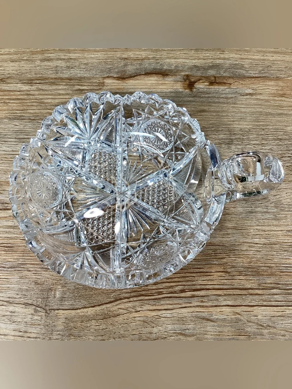 Vintage Brilliant Cut Crystal Nappy Dish with Cocktail Fork